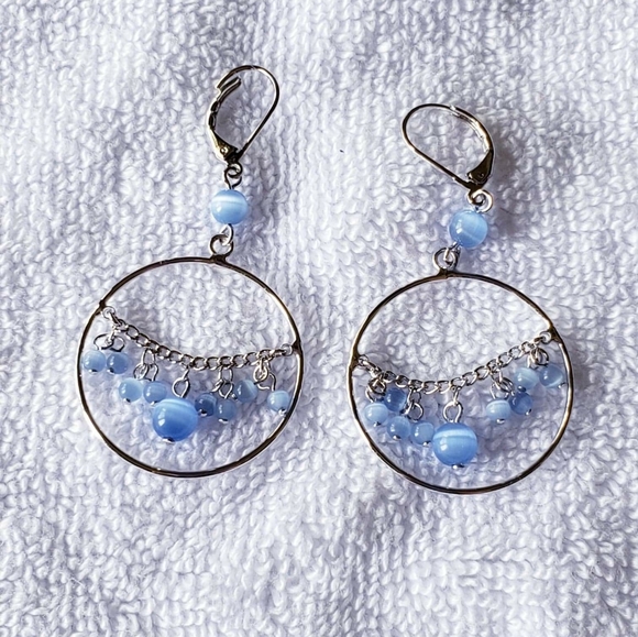 Avon Blue Stone Necklace with earrings - Picture 3 of 3